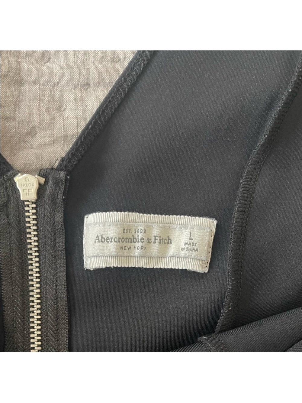 ABERCROMBIE & FITCH Black Sleeveless Mesh Cut Out Fit & Flare Dress Large V neck - Picture 8 of 12